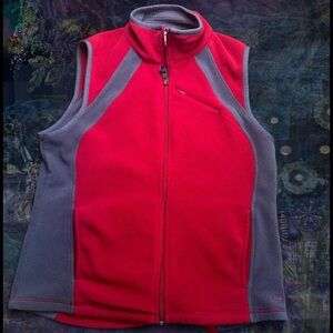 Champion Red and Gray Zip-Up Vest